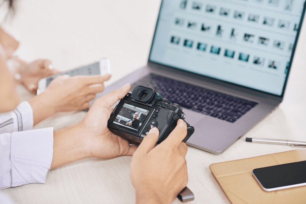 photographer choosing photos for editing