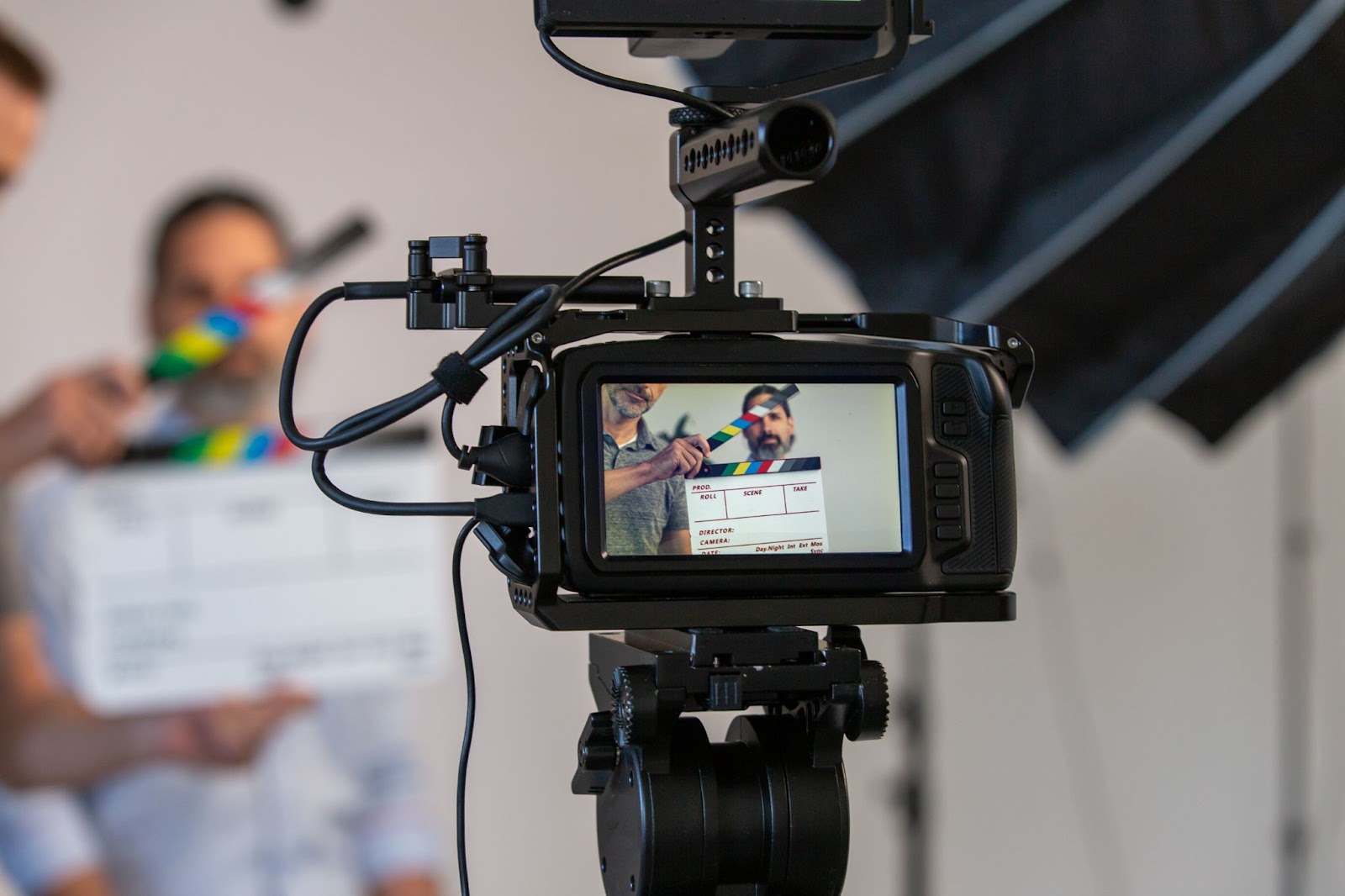 a camera presented in the behind-the-scenes setup