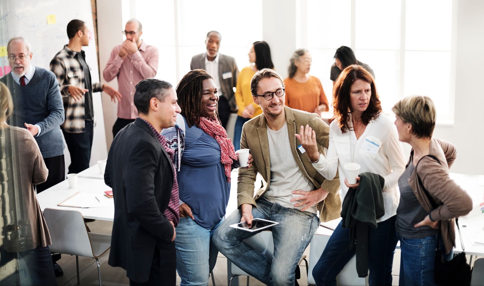 people talking during a networking session at a corporate event