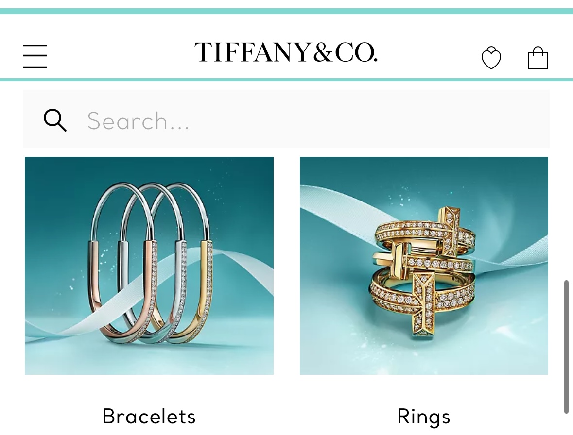 Tiffany & Co. sample product images showcasing the Tiffany Blue background