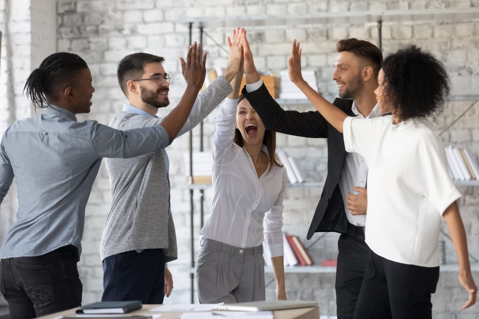 a group of people in a corporate setting