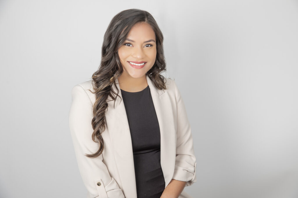 Professional headshot session of a business professional in a studio setting